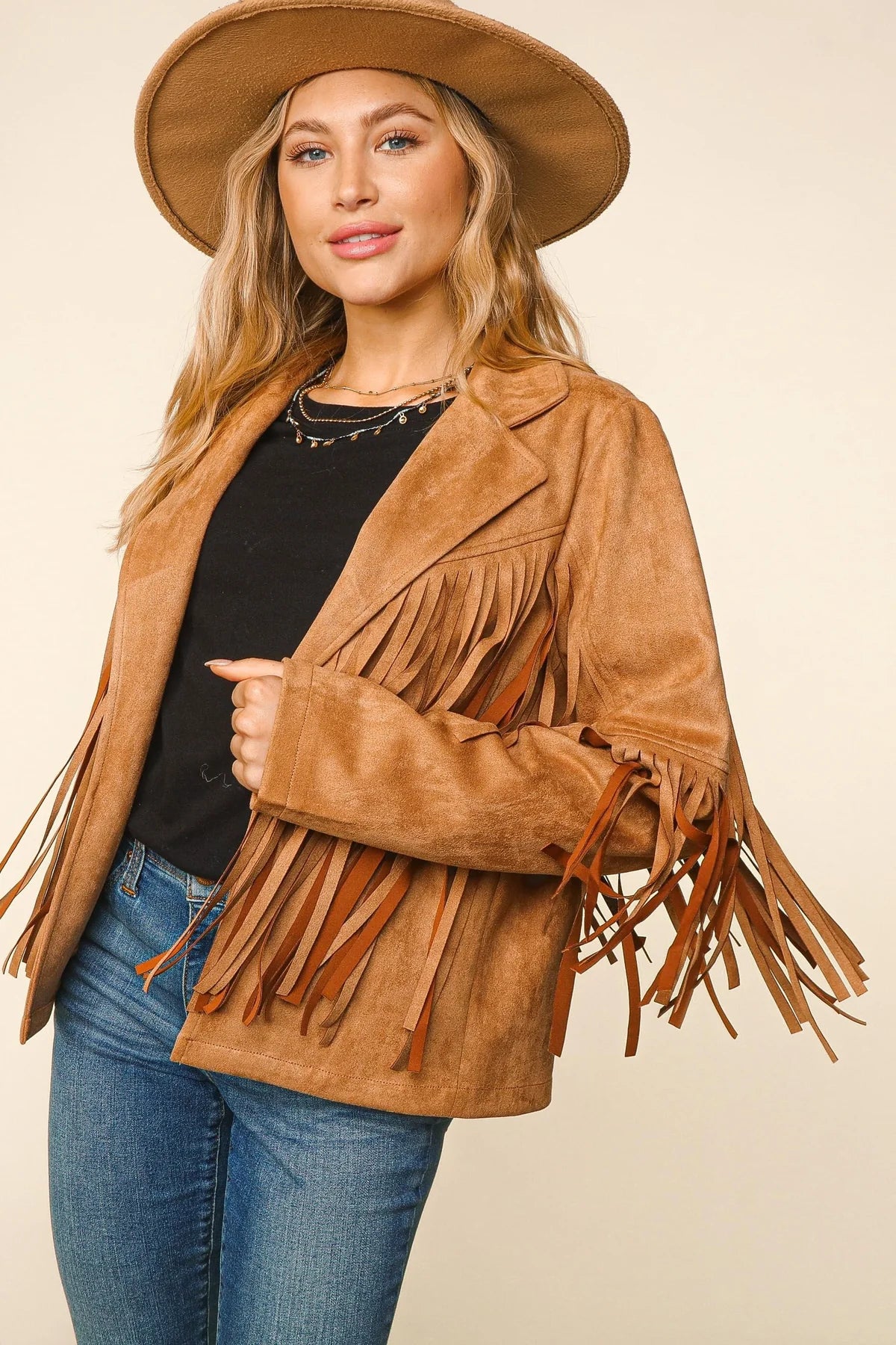 Suede Fringe Jacket |  Tan |