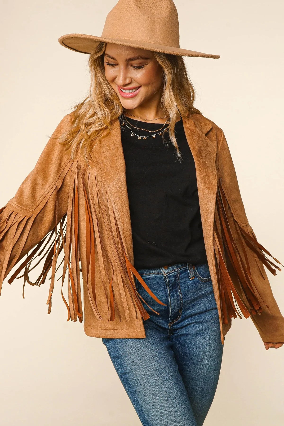 Suede Fringe Jacket |  Tan |