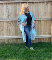 Blue Boho Floral Kimono - SALE!