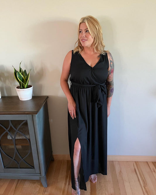 Black V Neck Maxi Dress - SALE!