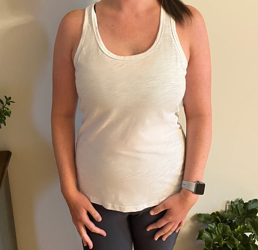 White Sleeveless Neck Racerback Tank -SALE!