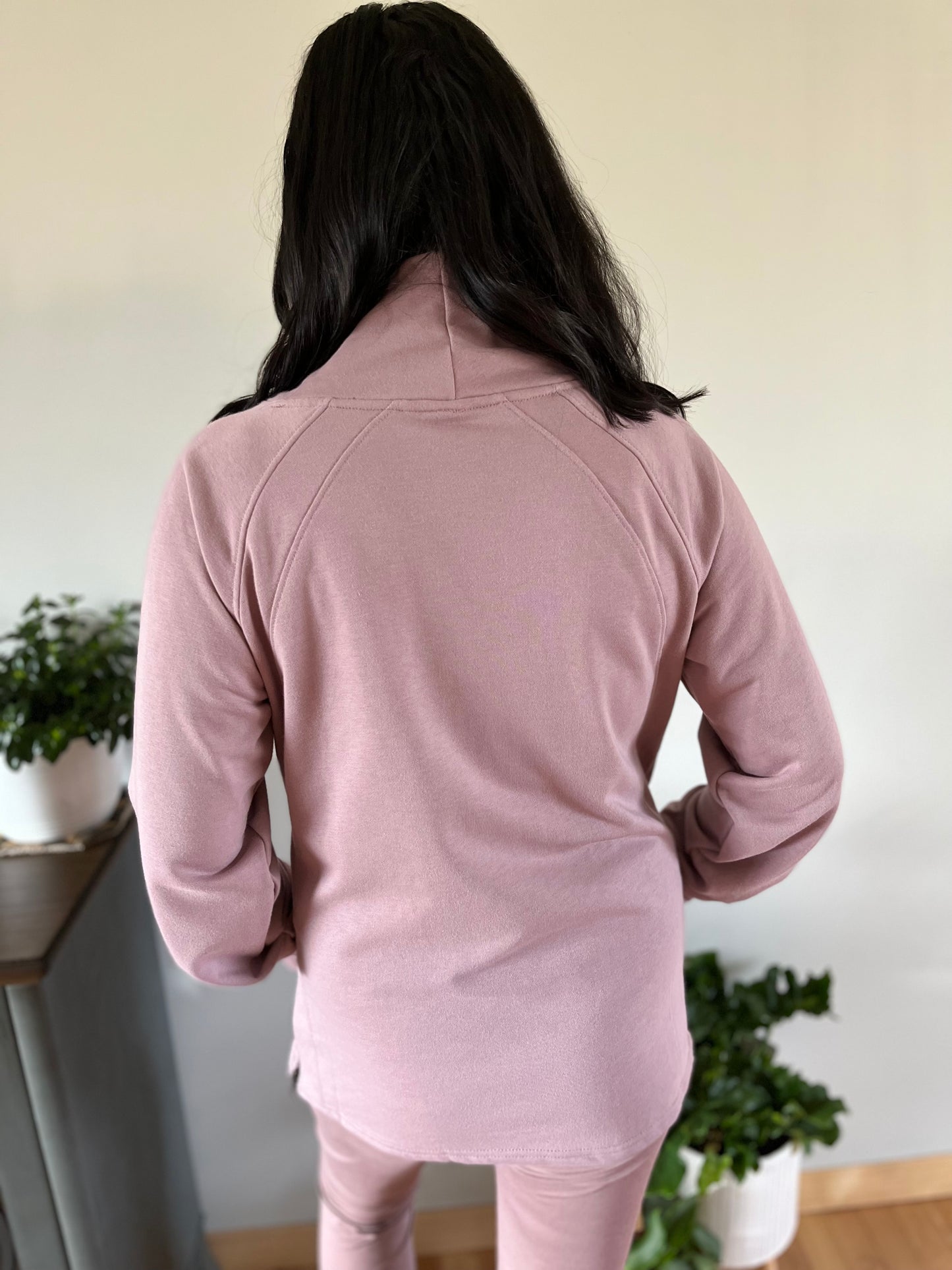 Mauve Mock Neck Sweatshirt with Zippers - SALE!