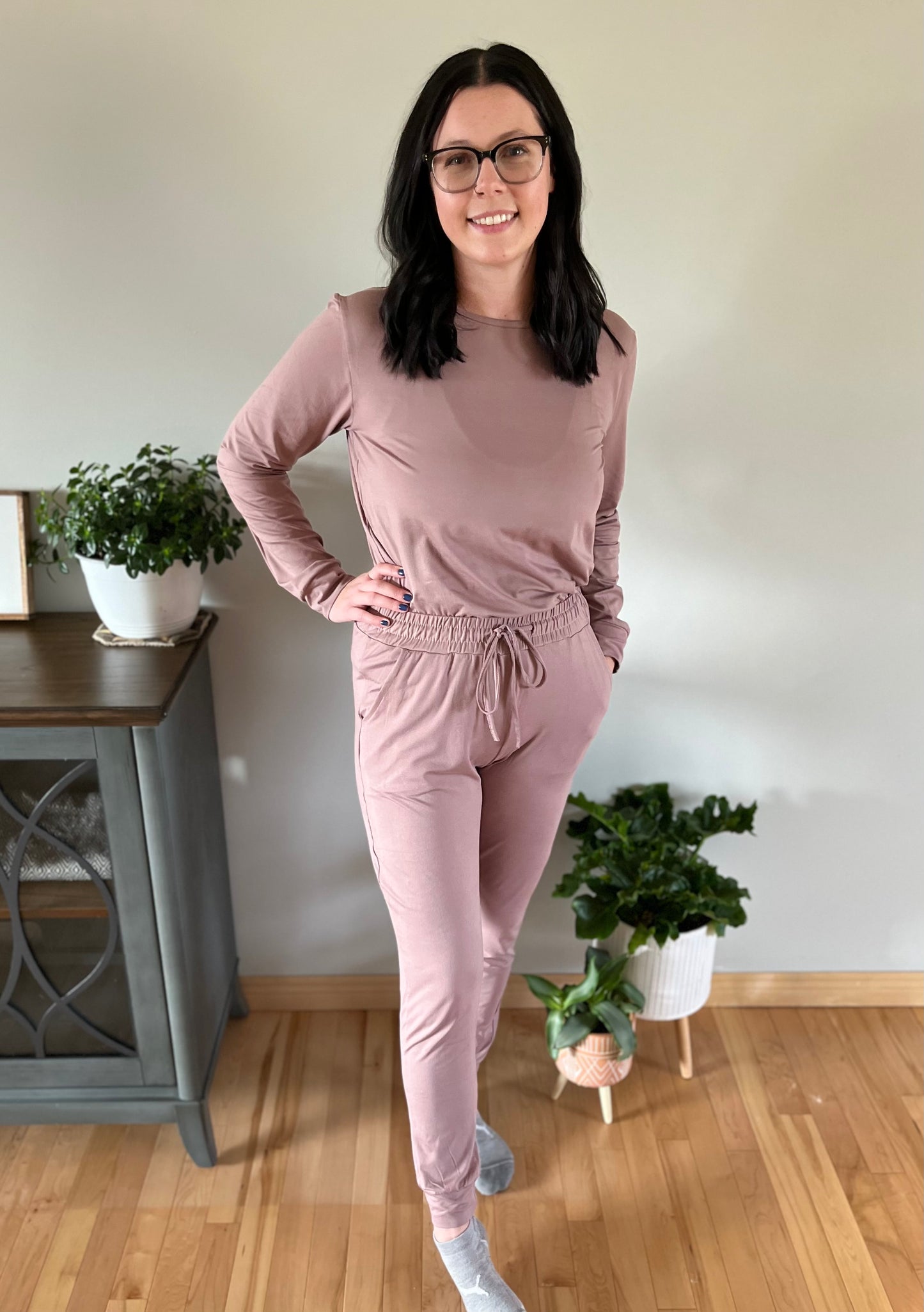 Soft Mauve Skin Long Sleeve & Pants Lounge/Pajama Set - SALE!