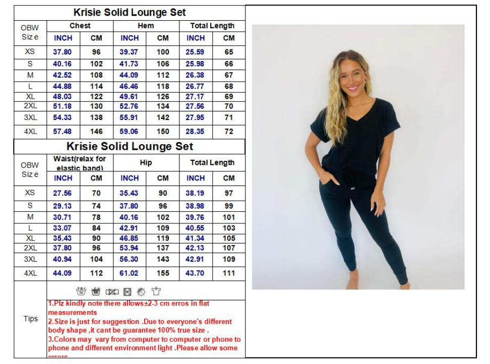 Krisie V-Neck Lounge/Pajama Set - Black