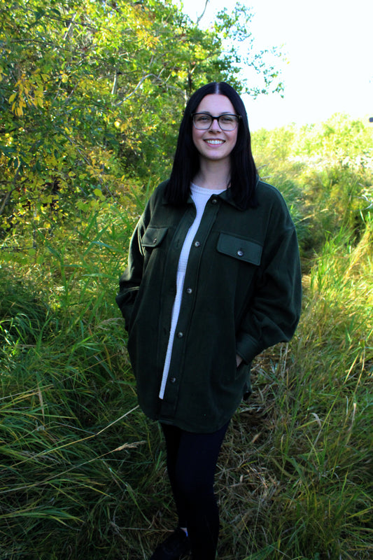 Olive Fleece Shacket - SALE!