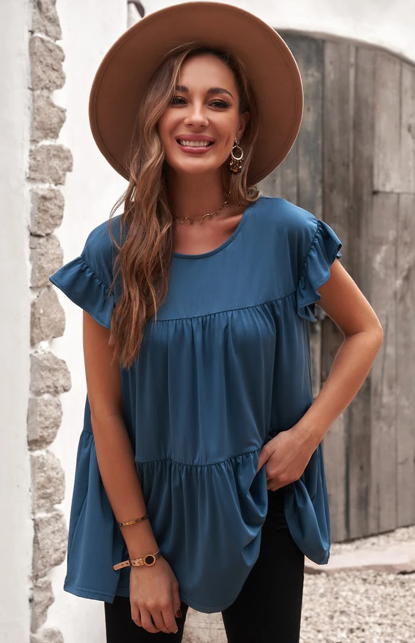 Blue Ruffled Top