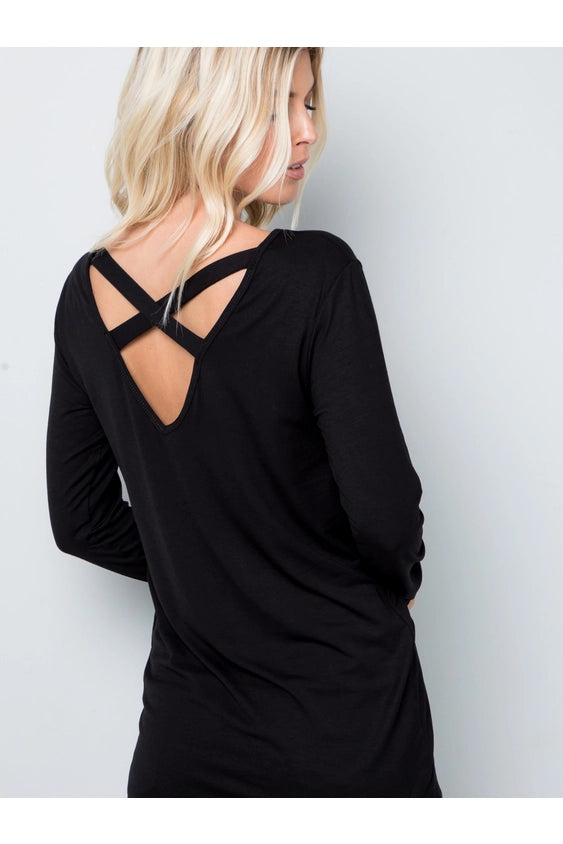 Long Sleeve Tunic with Criss Cross Back