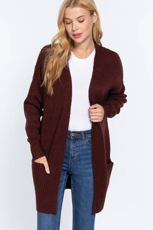 Long Sleeve Cardigan - Brown